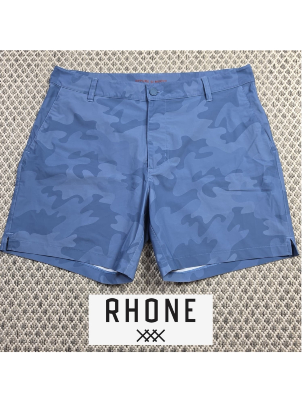 Rhone Mens 33 Blue Camo Performance Golf Shorts Stretch Athletic Lightweight